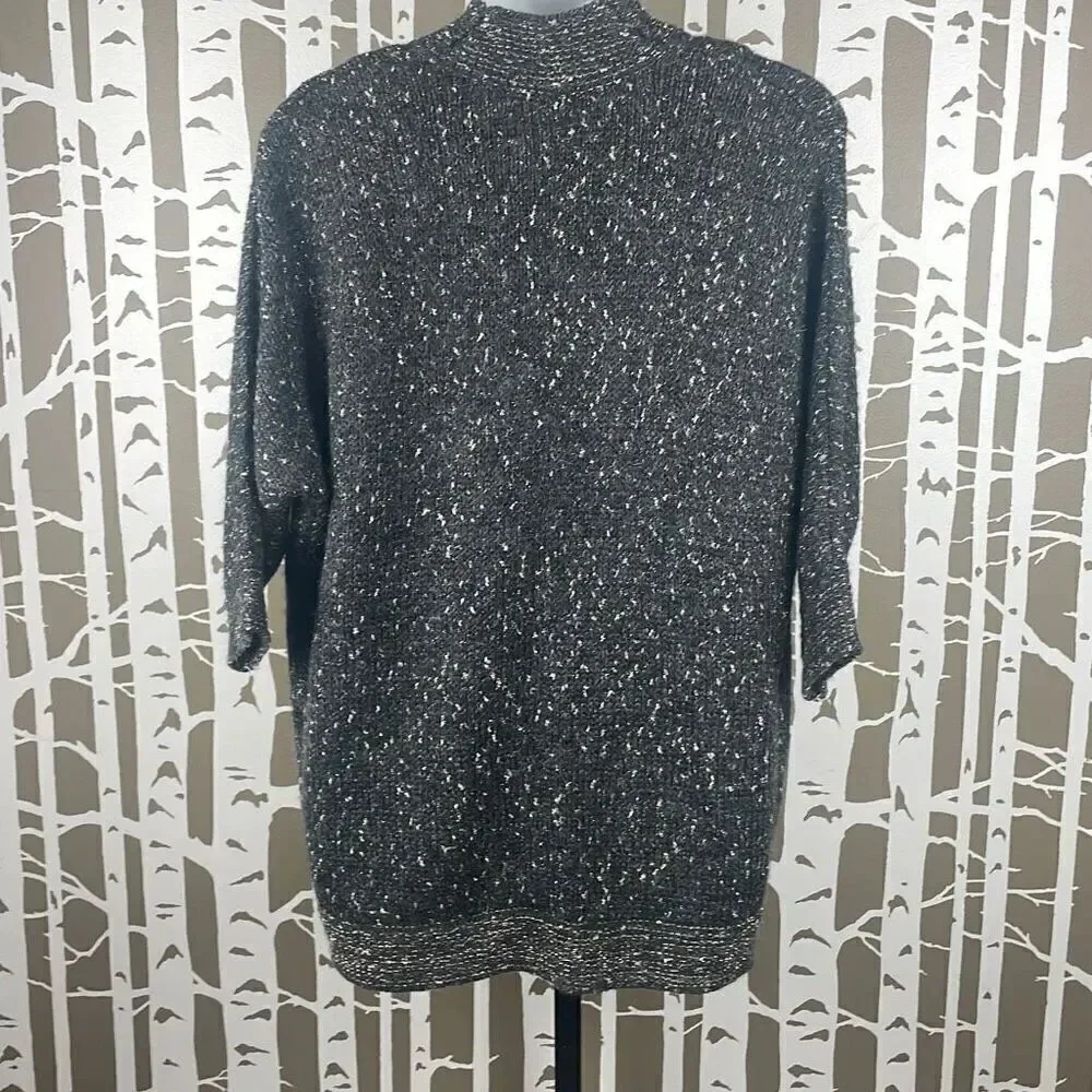Chico's Metallic Knitted Wool Blend Sweater Twinset Tank Top, Cardigan 0 Gray, S